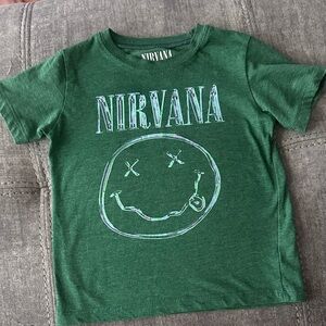 NIRVANA Green Short Sleeve Tee with Smiley Face Logo